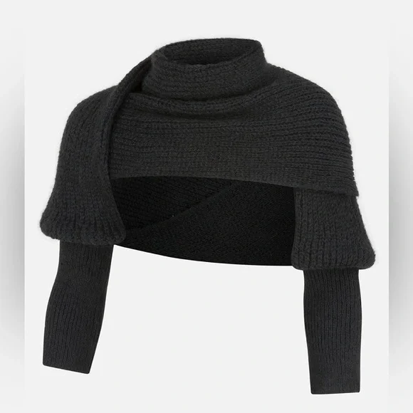 NWT FREYA HARPER Lush Black Sweater Scarf Shrug Indulgently Soft w/a Mohair look